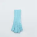 Blue cable knit gloves for winter, extra long cuff warm touchscreen thermal gloves for women. - One Size / Blue