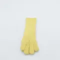 Detailed shot of yellow cable knit gloves, warm extended cuff winter thermal gloves. - One Size / Yellow
