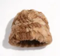 Brown rabbit fur bucket hat, fluffy winter warm basin cap for women style soft casual wear. - M (56-58cm) / Coffee Model A