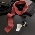 Two-tone wool cashmere narrow knit scarf, stylish warm winter neck warmer for men and women. - Black Coffee / 180