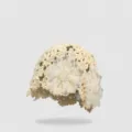 Bonnet en tricot crochet creux beige pour femme élégant décor perle fleur été respirant - Taille unique / Beige