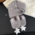 Écharpe d'hiver en tricot épais avec étoiles en peluche, foulard gris jacquard douillet. - Gris