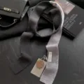 Wool cashmere blend two-tone narrow scarf, stylish versatile knitted neck warmer for daily wear. - Black and Gray / 180