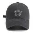 Gewerbliche graue Baumwoll-Baseballcap mit Blumenstickerei und verstellbarem Riemen. - Grau