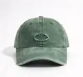 Gorra de béisbol verde lavada y desgastada con logo bordado, sombrero vintage de ala curva. - Verde Lavado