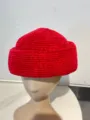 Chapeau pillbox rouge en chenille, béret d'hiver vintage pour femme, variante de chapeau rétro. - M (56-58cm) / Rouge Vif