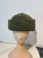 Chapeau pillbox rétro vert en chenille pour femme, élégant bonnet docker chaud. - M (56-58cm) / Vert Militaire