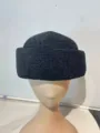 Chapeau pillbox chenille noir femme automne hiver rétro élégant béret hôtesse de l'air - M (56-58cm) / Noir
