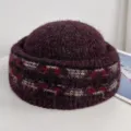 Bonnet Docker Tricot Fair Isle Bordeaux Hiver Chaud Rétro Jacquard Bonnet Sans Bord Cap - M (56-58cm) / Brun Rougeâtre