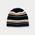 Striped knit beanie hat for women, autumn winter warm slouchy cap, versatile casual headwear. - One Size / Navy Blue