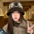 Brown Fair Isle knit bucket hat for women, vintage winter warm woolen basin hat stylish. - One Size / Dark Coffee