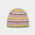 Colorful striped knit beanie for women, warm winter slouchy hat, stylish casual cold cap. - One Size / Pink