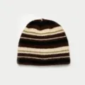 Berretto in maglia a righe da donna, comodo cappello invernale caldo, design rétro casual. - Taglia unica / Arancione Zucca