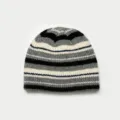 Berretto in maglia a righe classico da donna, caldo cappello invernale in lana dal design. - Taglia unica / Grigio chiaro