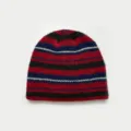 Bellissimo berretto in maglia a righe da donna, comodo cappello invernale multicolore e caldo. - Taglia unica / rosso Natale