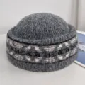 Bonnet docker tricoté Fair Isle gris, bonnet miki chaud d'hiver, style décontracté. - M (56-58cm) / Gris foncé