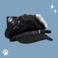 Black cat ear newsboy hat with safety pins and leather strap, cute Korean style cap for women. - L (58-60cm) / Black Cat Ears