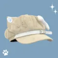 Khaki plush cat ear newsboy hat cute student beret with bone and pin accessory - L (58-60cm) / Khaki Cat Ear