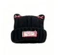 Cute black knitted devil horn hat with red plaid bows and patch for women winter warm. - One Size / Black