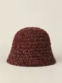 Chapeau bob en grosse maille, bonnet bordeaux chiné chaud d'hiver pour femmes au quotidien - M (56-58cm) / Rouge