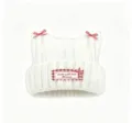 Cute white knitted beanie hat with devil horns and red checkered bows, warm winter hat. - One Size / White