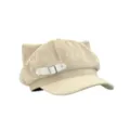 Gorra newsboy de felpa beige con orejas de gato, lindo sombrero octogonal de estilo coreano. - L (58-60cm) / Hebilla de Cuero Caqui