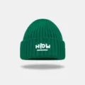 Dark Green Knit Beanie Hat Winter Warm Slouchy Cap Acrylic Ribbed Hat Variant Style - Dark Green