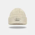 Comodo berretto in maglia per l'inverno, elegante berretto acrilico con logo personalizzato. - Khaki chiaro