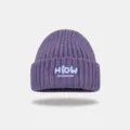 Berretto in maglia viola, cuffia invernale elastica in acrilico con variante logo personalizzato. - Viola
