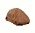 Classic brown newsboy cap for women and men, vintage warm flat hat, stylish French retro hat. - Adjustable / Brick Red