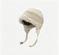 Beige plush winter warm fluffy trapper hat windproof earflap cap stylish outerwear - M (56-58cm) / Off White