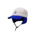 Winter fleece 5-panel ear-flap cap color-block warm windproof cycling ski bomber hat - M (56-58cm) / White
