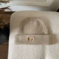 Cute Corgi Dog Embroidery Ribbed Knit Beanie Winter Warm Pullover Hat for Women - M (56-58cm) / Khaki