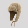 Winter warme flauschige Lammfell-Trapper-Mütze, dicke Fleece Ohrschützer Bombermütze. - M (56-58cm) / Khaki
