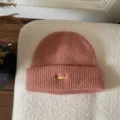 Pink knit beanie hat for women, cute dog embroidery winter warm pullover cap, cozy casual style. - M (56-58cm) / Watermelon red