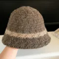 Chapeau bob en tricot japonais pour femme, bonnet crocheté marron chaud, chapeau décontracté. - Réglable / Brun Mocha