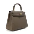 Luxe echt lederen handtas met handvat bovenkant klassiek design elegante vrouwen tas - 25*11*19CM / Khaki (Dunne Band + Brede Band)