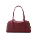 Burgundy leather Boston bag minimalist women large capacity casual underarm shoulder pillow bag - 34*12*16cm / Ancorra Red