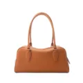 Minimalist brown cowhide leather Boston shoulder bag for women, large capacity everyday wear. - 34*12*16cm / Golden Auburn