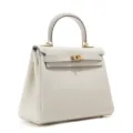Echte lederen Kelly handtas voor dames, elegante schoudertas voor dagelijks gebruik. - 25*11*19CM / Melkwit (Dunne Band + Brede Band)
