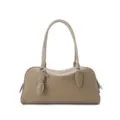 Minimalist genuine leather Boston shoulder bag, stylish taupe large capacity commuter handbag. - 34*12*16cm / Elephant Gray