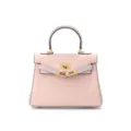 Roze lederen handtas met gouden hardware, elegante Kelly stijl schoudertas voor dames. - Roze en Paars (Enkele dunne band)