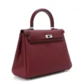 Bourgondische Leren Kelly Tas Dames Handtas Handvat Bovenkant Klassieke Schoudertas - Ancora Rood (Dunne Band + Brede Band)
