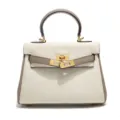 Stijlvolle witte en grijze lederen handtas elegante dames schoudertas luxe stijl - Wit en Grijs (Enkele dunne band)