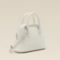White genuine leather crocodile embossed dome handbag with dual handles and crossbody strap. - Milk White