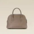Genuine leather dome handbag for women, crocodile embossed chic commuter shoulder bag, taupe - Elephant Gray