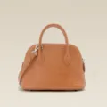 Brown crocodile pattern dome leather handbag, large capacity commuter shoulder crossbody bag. - Golden Auburn