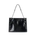Black genuine leather chain tote bag for women, chic quilted shoulder handbag, daily style. - Small (33x12x27cm) / Black