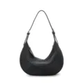 Black crescent hobo shoulder bag for women, stylish minimalist commuter daily handbag. - Black