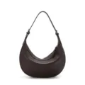 Brown crescent hobo bag, stylish leather underarm shoulder bag for women daily commute. - Coffee